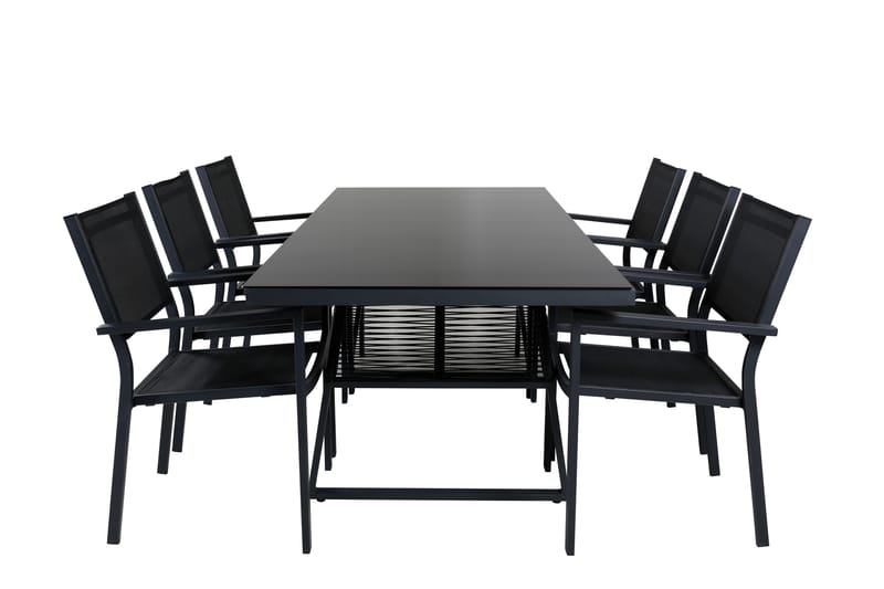 Dallas Matgrupp Utomhus cm Rektangulär med 6 Copacabana Utestolar, Svart