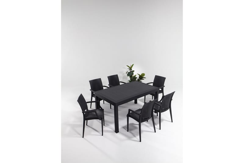 Deveron Matgrupp Utomhus 6-sits - Svart - Utemöbler - Utegrupp - Matgrupp utomhus