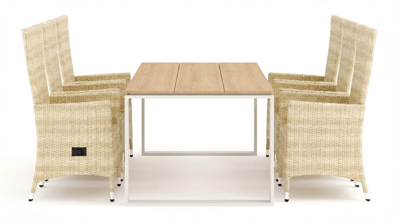 Devon utomhus matgrupp 210x100 cm med 6 Jenny matstolar - Beige/Teak - Utemöbler - Utegrupp - Matgrupp utomhus
