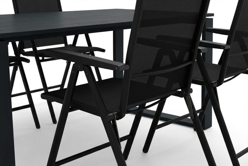 Devon utomhus matgrupp 210x100 cm med 6 Sanna positionsstolar - Svart - Utemöbler - Utegrupp - Matgrupp utomhus