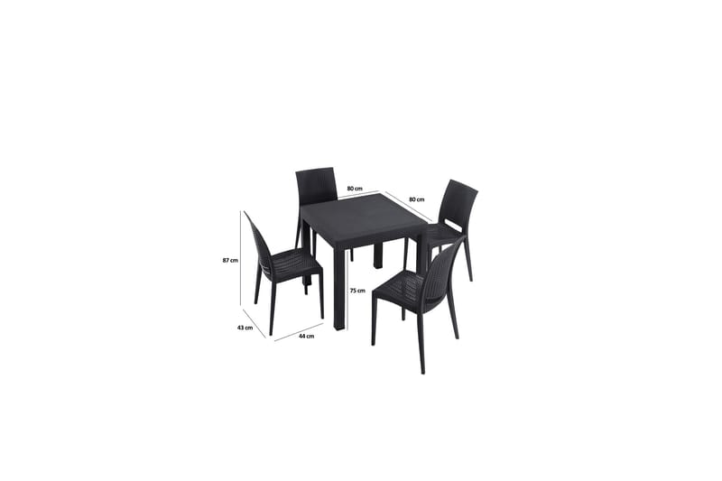 Devorah Matgrupp Utomhus 4-sits - Svart - Utemöbler - Utegrupp - Matgrupp utomhus