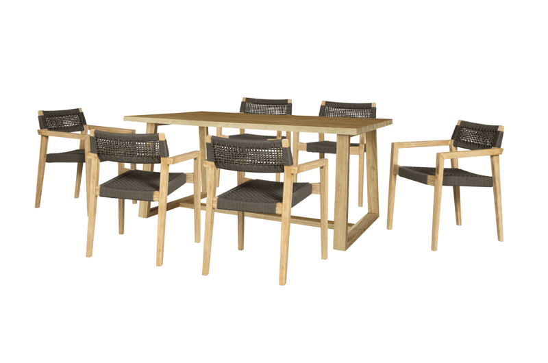 Elegant matgrupp | Sex sittplatser | Modern design och högkvalitativa material | Alex - Utemöbler - Utegrupp - Matgrupp utomhus