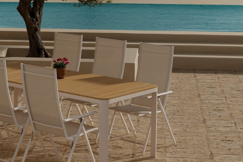 Etna Matbord Utomhus 90x210 cm med 6 Levanzo Karmstol - Utemöbler - Utegrupp - Matgrupp utomhus
