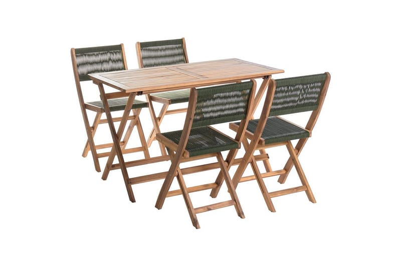 Fällbara utemöbler Prossedi - Grönt, ljust trä - Utemöbler - Utegrupp - Matgrupp utomhus