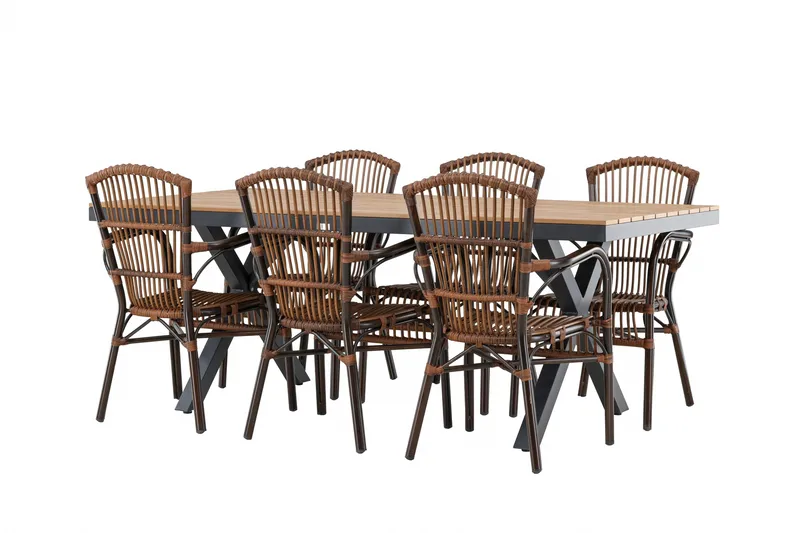 Garcia Matgrupp 200 cm + 6 st Galera Matstolar Brun/Svart, undefined