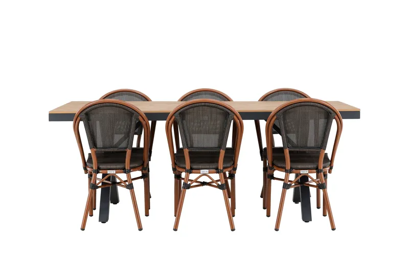 Garcia Matgrupp 200 cm + 6 st Guarda Matstolar Svart - Utemöbler - Utegrupp - Matgrupp utomhus