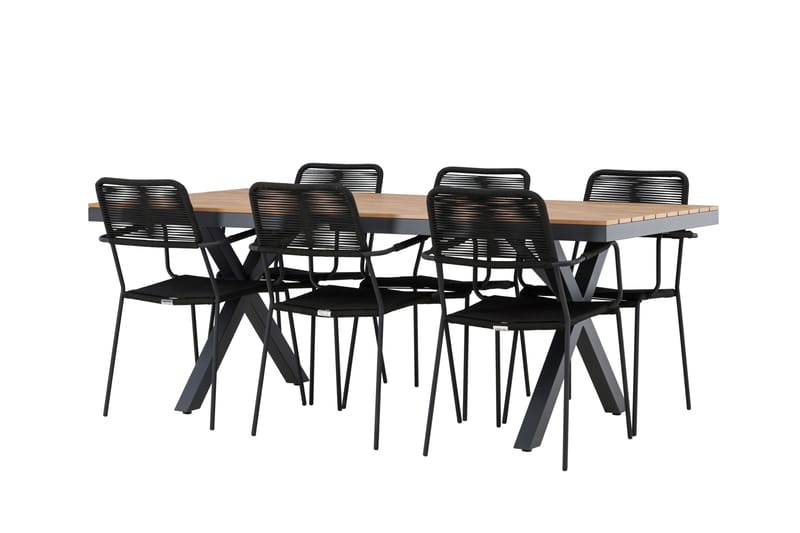 Garcia Matgrupp Utomhus 200 cm + 6 st Hochanas Matstolar Svart/Brun, undefined