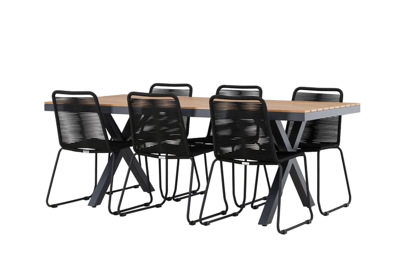 Garcia Matgrupp Utomhus 200 cm + 6 st Linero Matstolar Svart, undefined