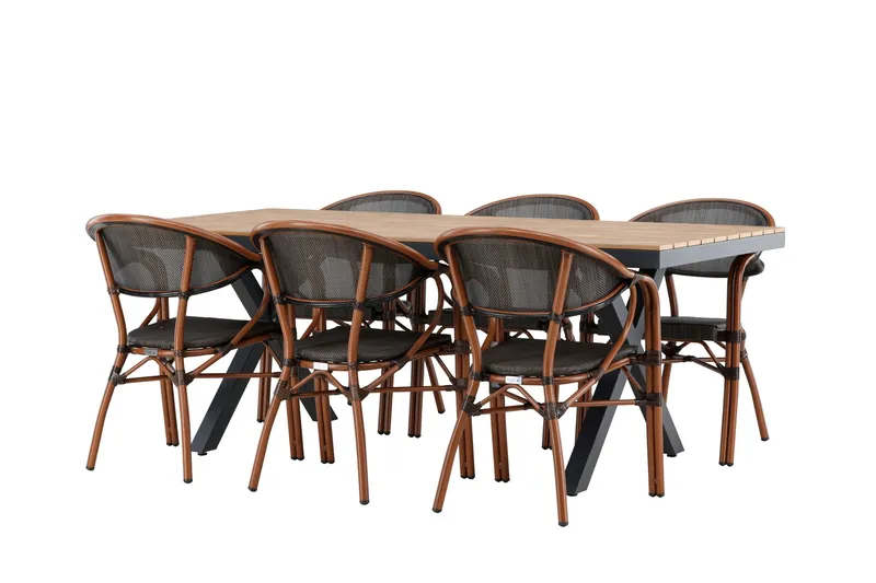 Garcia Matgrupp 200 cm + 6 st Vila Matstolar Svart, undefined