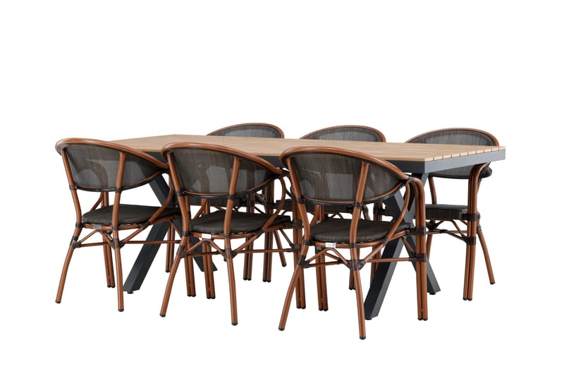 Garcia Matgrupp Utomhus 200 cm + 6 st Vila Matstolar Svart, undefined