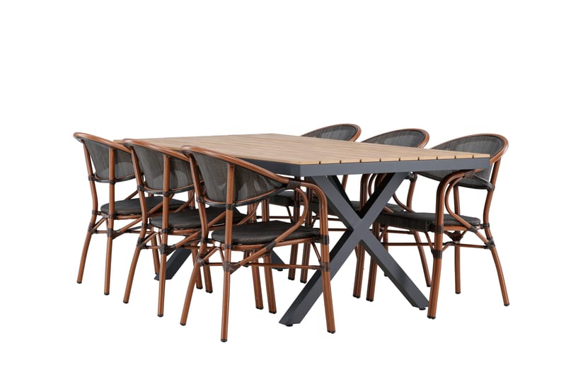 Garcia Matgrupp Utomhus 200 cm + 6 st Vila Matstolar Svart - Utemöbler - Utegrupp - Matgrupp utomhus