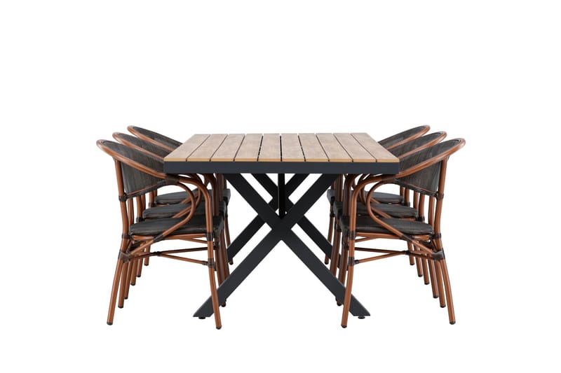 Garcia Matgrupp Utomhus 200 cm + 6 st Vila Matstolar Svart - Utemöbler - Utegrupp - Matgrupp utomhus