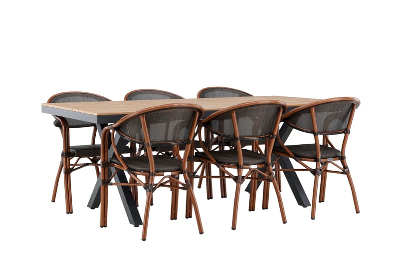 Garcia Matgrupp Utomhus 200 cm + 6 st Vila Matstolar Svart - Utemöbler - Utegrupp - Matgrupp utomhus