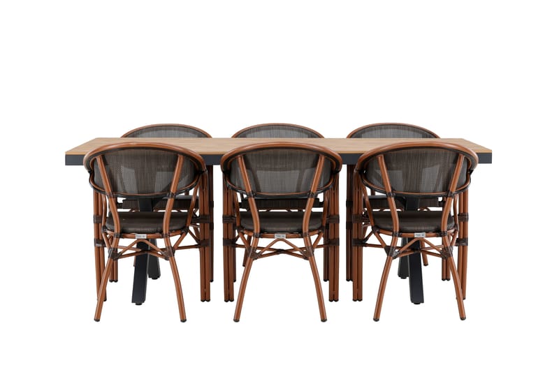 Garcia Matgrupp Utomhus 200 cm + 6 st Vila Matstolar Svart - Utemöbler - Utegrupp - Matgrupp utomhus
