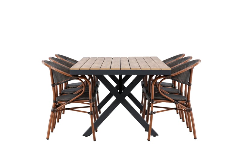 Garcia Matgrupp Utomhus 200 cm + 6 st Vila Matstolar Svart - Utemöbler - Utegrupp - Matgrupp utomhus