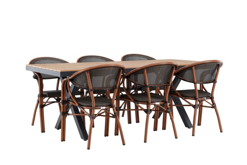 Garcia Matgrupp Utomhus 200 cm + 6 st Vila Matstolar Svart - Utemöbler - Utegrupp - Matgrupp utomhus