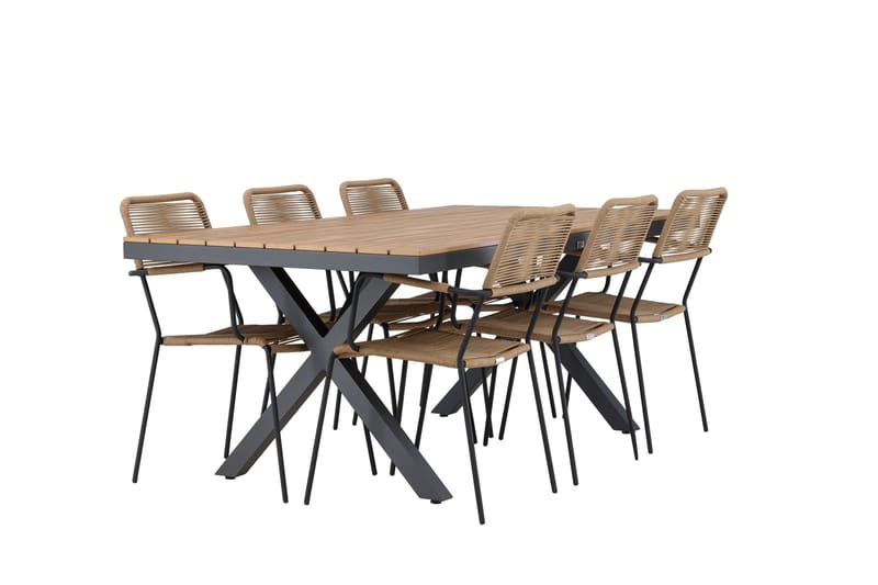 Garcia Matgrupp Utomhus + 6 Utestolar - Svart - Utemöbler - Utegrupp - Matgrupp utomhus