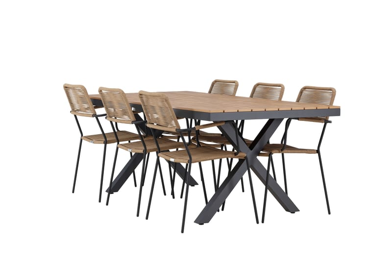 Garcia Matgrupp Utomhus + 6 Utestolar - Svart - Utemöbler - Utegrupp - Matgrupp utomhus