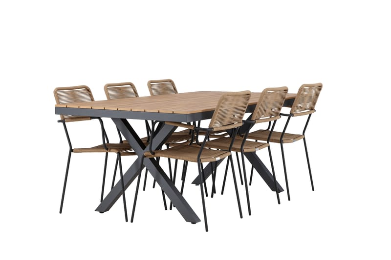 Garcia Matgrupp Utomhus + 6 Utestolar - Svart - Utemöbler - Utegrupp - Matgrupp utomhus