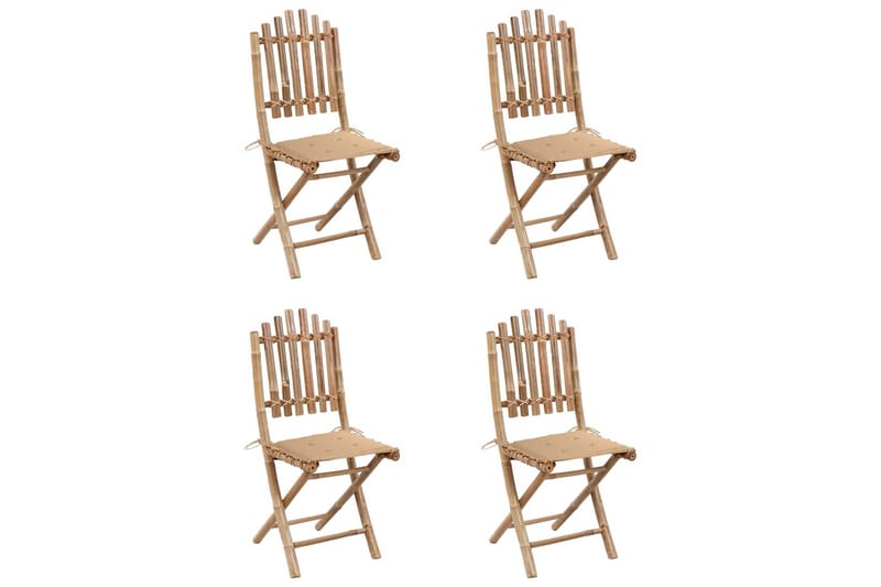 Hopfällbar Matgrupp Utomhus för trädgården med dynor 5 delar bambu - Beige - Utemöbler - Utegrupp - Matgrupp utomhus