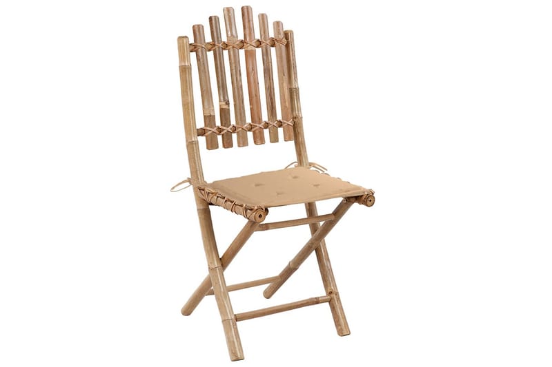 Hopfällbar Matgrupp Utomhus för trädgården med dynor 5 delar bambu - Beige - Utemöbler - Utegrupp - Matgrupp utomhus