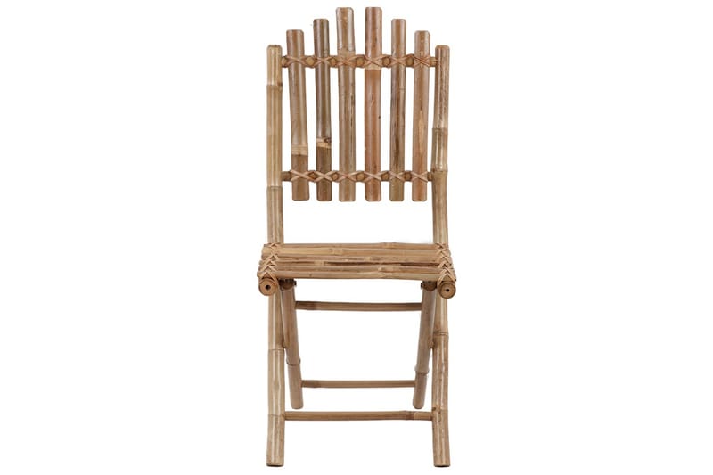 Hopfällbar Matgrupp Utomhus för trädgården med dynor 5 delar bambu - Beige - Utemöbler - Utegrupp - Matgrupp utomhus