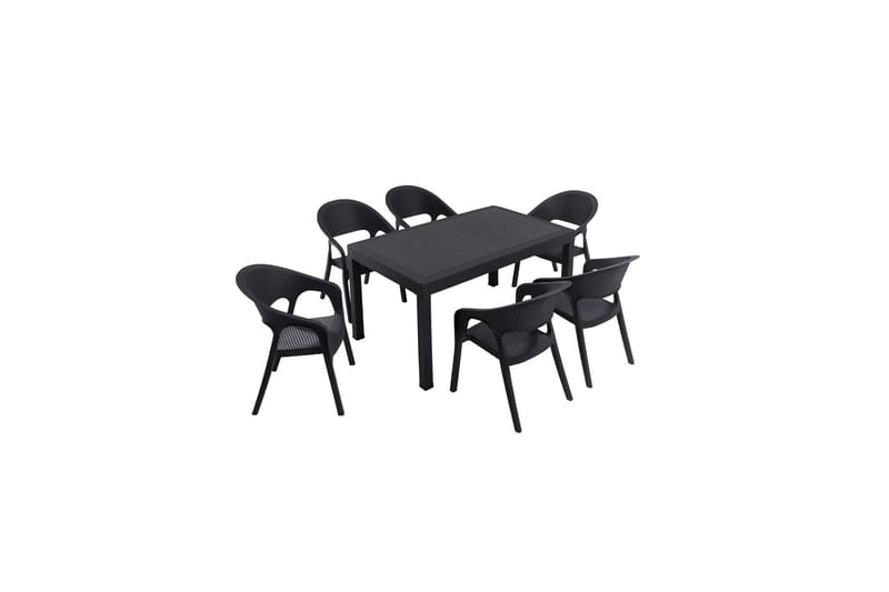 Hurston Matgrupp Utomhus 6-sits - Svart - Utemöbler - Utegrupp - Matgrupp utomhus