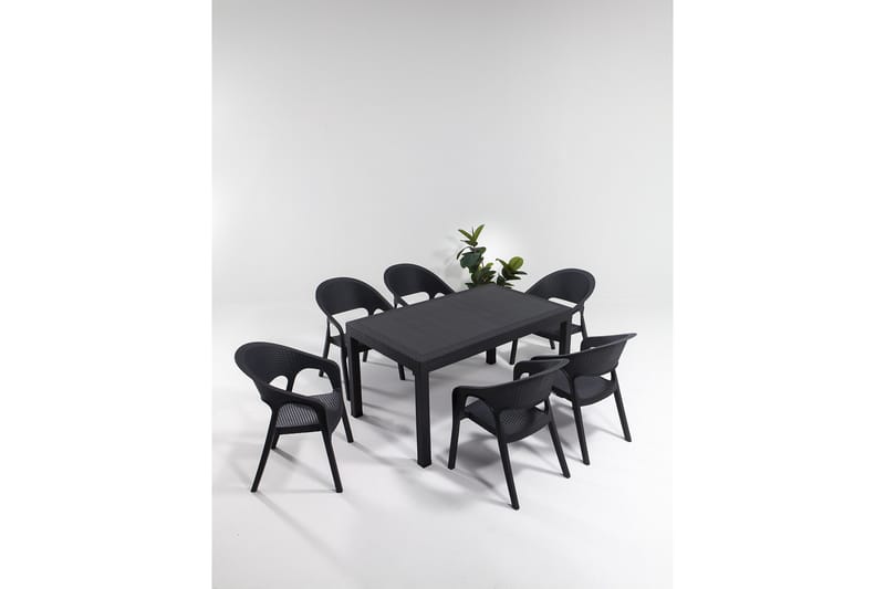 Hurston Matgrupp Utomhus 6-sits - Svart - Utemöbler - Utegrupp - Matgrupp utomhus