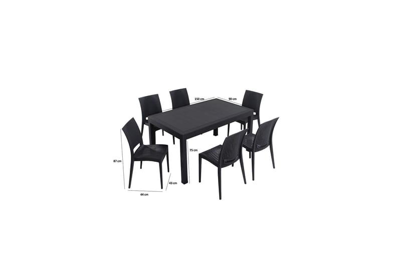 Hyder Matgrupp Utomhus 6-sits - Svart - Utemöbler - Utegrupp - Matgrupp utomhus