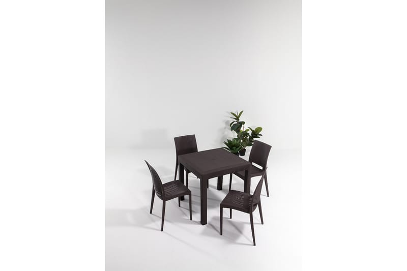 Hysen Matgrupp Utomhus 4-sits - Mörkbrun - Utemöbler - Utegrupp - Matgrupp utomhus