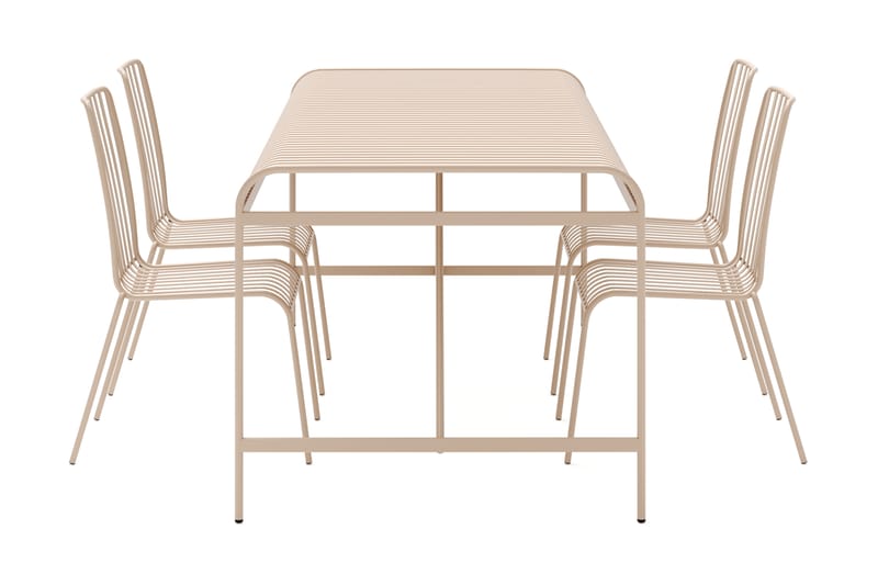 Jarva Liten Matgrupp Utomhus 200 cm med 4 stolar i metall - Beige - Utemöbler - Utegrupp - Matgrupp utomhus