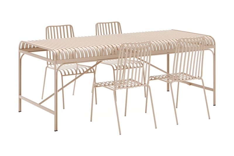 Jarva Liten Matgrupp Utomhus 200 cm med 4 stolar i metall - Beige - Utemöbler - Utegrupp - Matgrupp utomhus