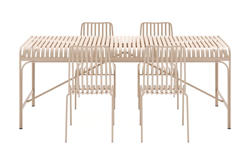 Jarva Liten Matgrupp Utomhus 200 cm med 4 stolar i metall - Beige - Utemöbler - Utegrupp - Matgrupp utomhus