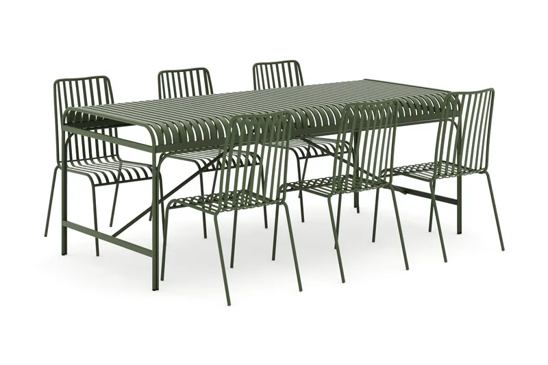 Jarva utomhus matgrupp 200 cm med 6 Jarva matstolar - Grön - Utemöbler - Utegrupp - Matgrupp utomhus