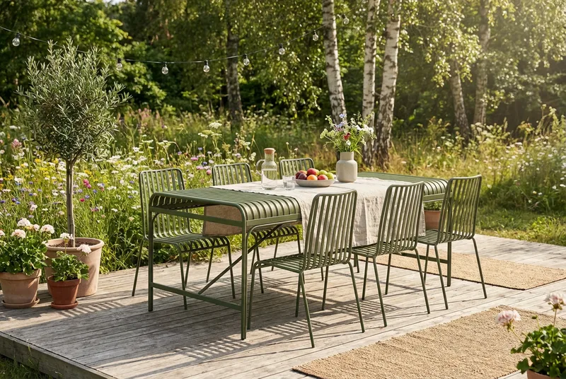 Jarva utomhus matgrupp 200 cm med 6 Jarva matstolar - Grön - Utemöbler - Utegrupp - Matgrupp utomhus