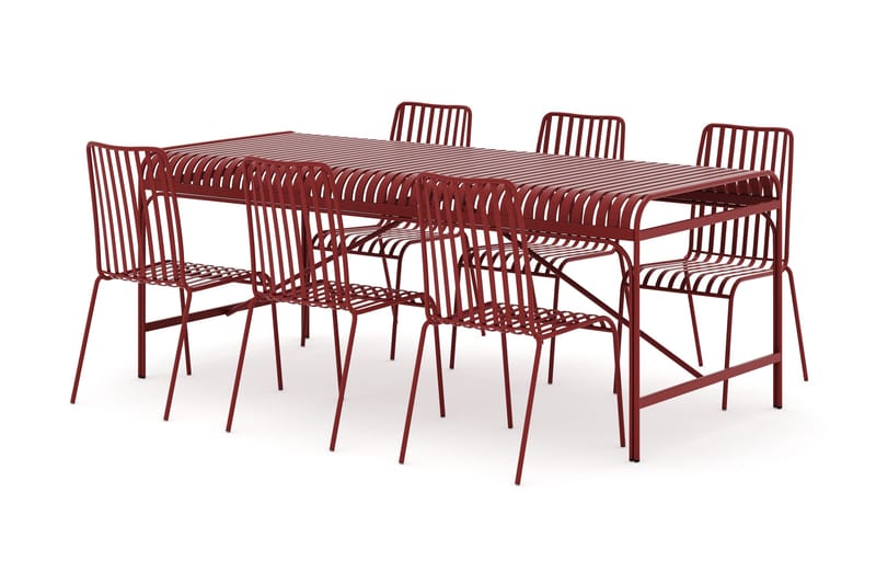 Jarva utomhus matgrupp 200 cm med 6 Jarva matstolar - Röd - Utemöbler - Utegrupp - Matgrupp utomhus