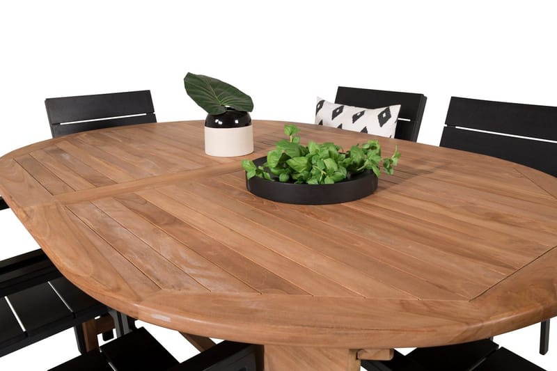 Kenya Oval Matgrupp 180-240 cm med 6 Levels Matstolar - svart - Utemöbler - Utegrupp - Matgrupp utomhus