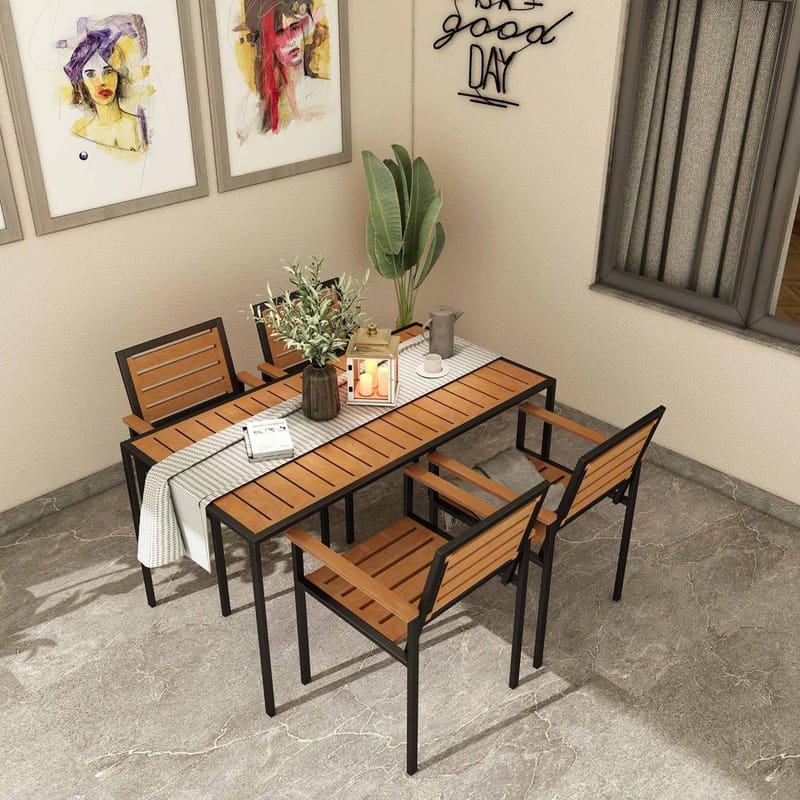 Klyren Matgrupp med 4 Stolar Utomhus - Brun - Utemöbler - Utegrupp - Matgrupp utomhus