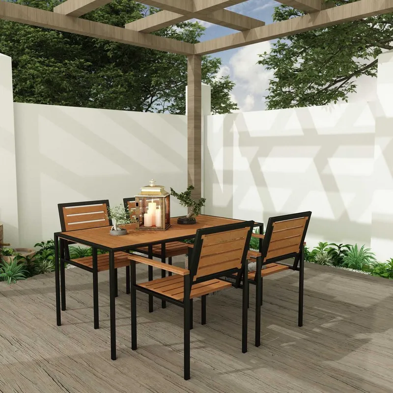 Klyren Matgrupp med 4 Stolar Utomhus - Brun - Utemöbler - Utegrupp - Matgrupp utomhus