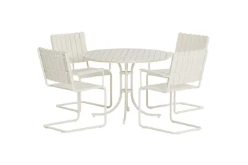 Kullaberg rund matgrupp utomhus med 4 stolar 104 cm stål aintwood