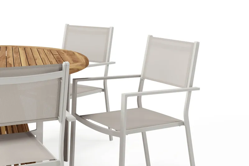 Lakenview Matbord Rund 150 med 6 Las Vegas Karmstolar - Natur - Utemöbler - Utegrupp - Matgrupp utomhus