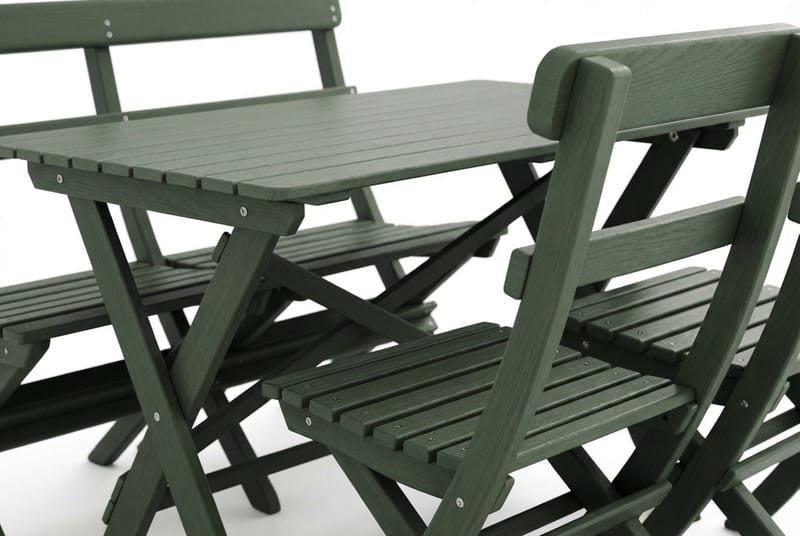 Landet Utomhus matgrupp 118x70x74 cm med soffa och 2 klappstolar - Grön - Utemöbler - Utegrupp - Matgrupp utomhus