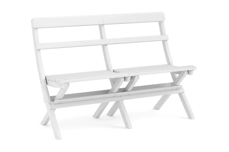 Landet Utomhus matgrupp 118x70x74 cm med soffa och 2 klappstolar - Vit - Utemöbler - Utegrupp - Matgrupp utomhus