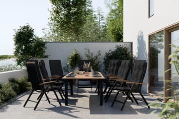 Las Vegas Matgrupp 220-280x100+ 8 Stolar m Dyna - Svart/Teak - Utemöbler - Utegrupp - Matgrupp utomhus