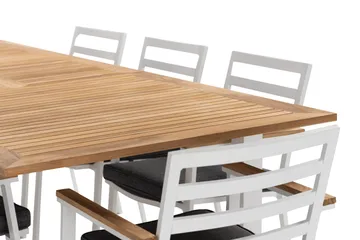 Las Vegas Matgrupp Utomhus 220-280 cm + 8 Oliver Matstol - Teak/Vit - Utemöbler - Utegrupp - Matgrupp utomhus