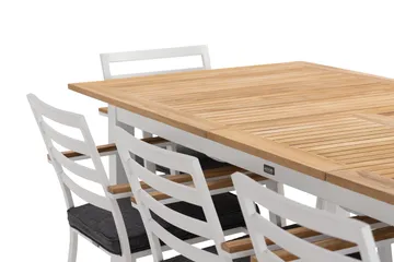 Las Vegas Matgrupp Utomhus 220-280 cm + 8 Oliver Matstol - Teak/Vit - Utemöbler - Utegrupp - Matgrupp utomhus