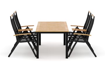 Las Vegas utomhus matgrupp förlängningsbart 152-210x90 cm med 4 Las Vegas positionsstolar - Svart - Utemöbler - Utegrupp - Matgrupp utomhus