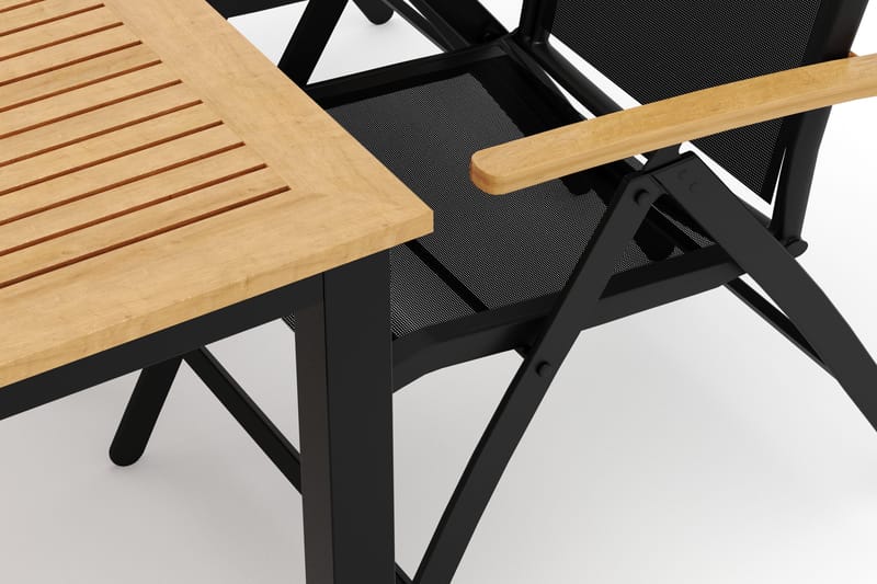 Las Vegas utomhus matgrupp förlängningsbart 152-210x90 cm med 4 Las Vegas positionsstolar - Svart - Utemöbler - Utegrupp - Matgrupp utomhus