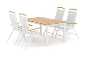 Las Vegas utomhus matgrupp förlängningsbart 152-210x90 cm med 4 Las Vegas positionsstolar - Vit - Utemöbler - Utegrupp - Matgrupp utomhus