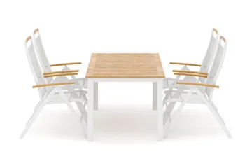 Las Vegas utomhus matgrupp förlängningsbart 152-210x90 cm med 4 Las Vegas positionsstolar - Vit - Utemöbler - Utegrupp - Matgrupp utomhus